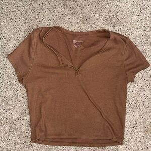 Women's Brown Crop-top